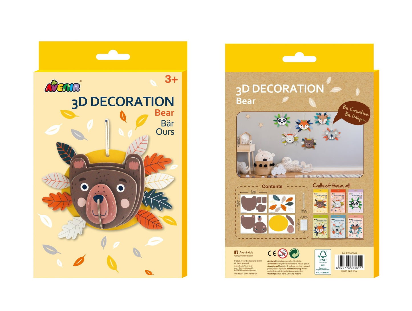 Avenir - 3D Decoration - Bear - PZ205061 - Avenir - LittleShop Toys