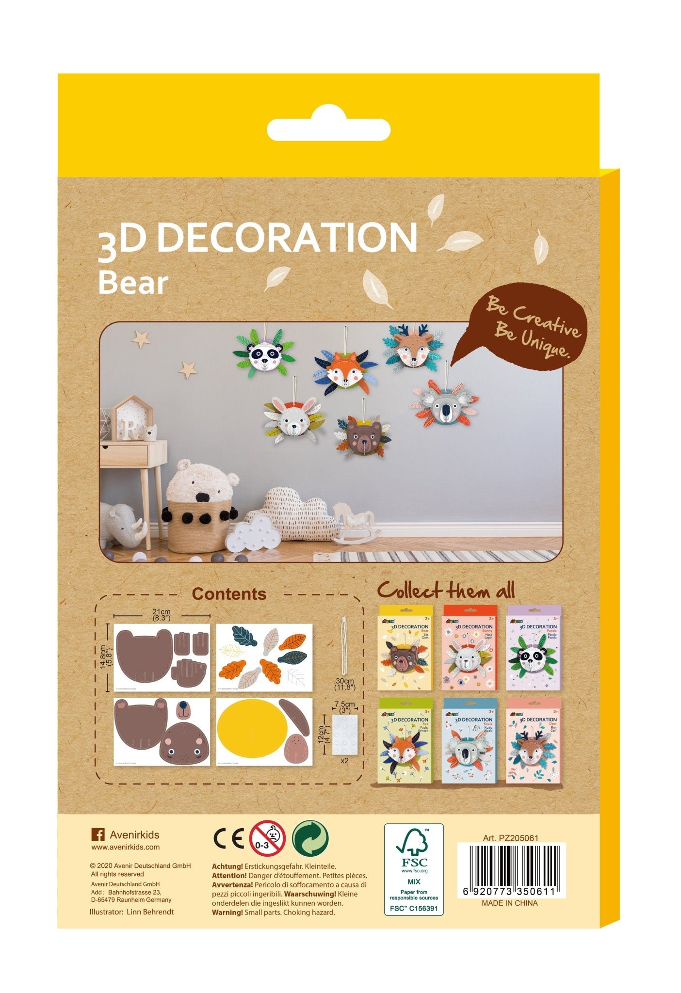 Avenir - 3D Decoration - Bear - PZ205061 - Avenir - LittleShop Toys