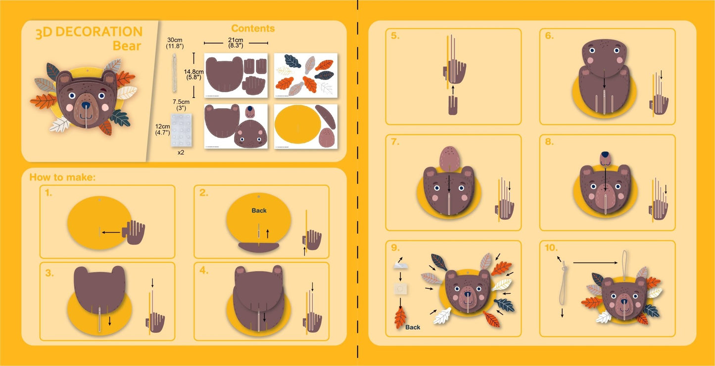 Avenir - 3D Decoration - Bear - PZ205061 - Avenir - LittleShop Toys