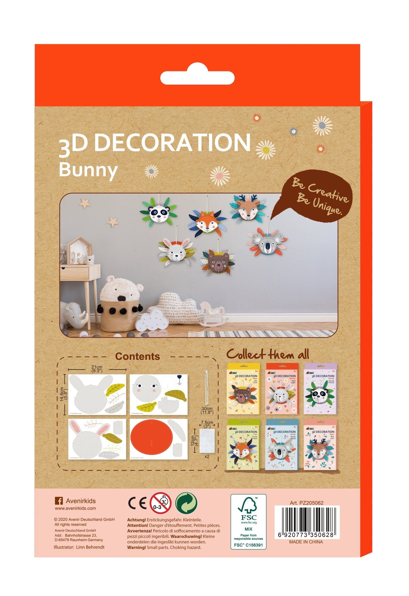 Avenir - 3D Decoration - Bunny - PZ205062 - Avenir - LittleShop Toys