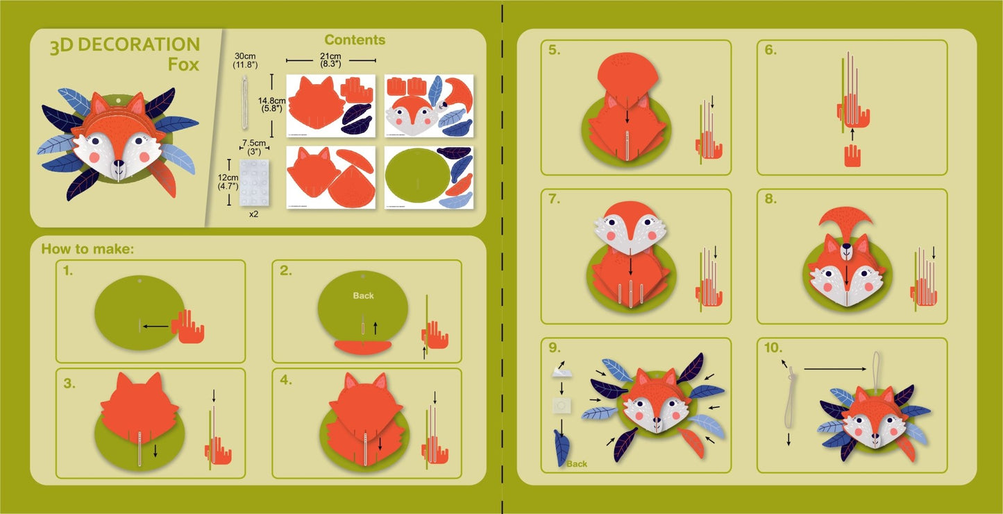 Avenir - 3D Decoration - Fox - PZ205064 - Avenir - LittleShop Toys