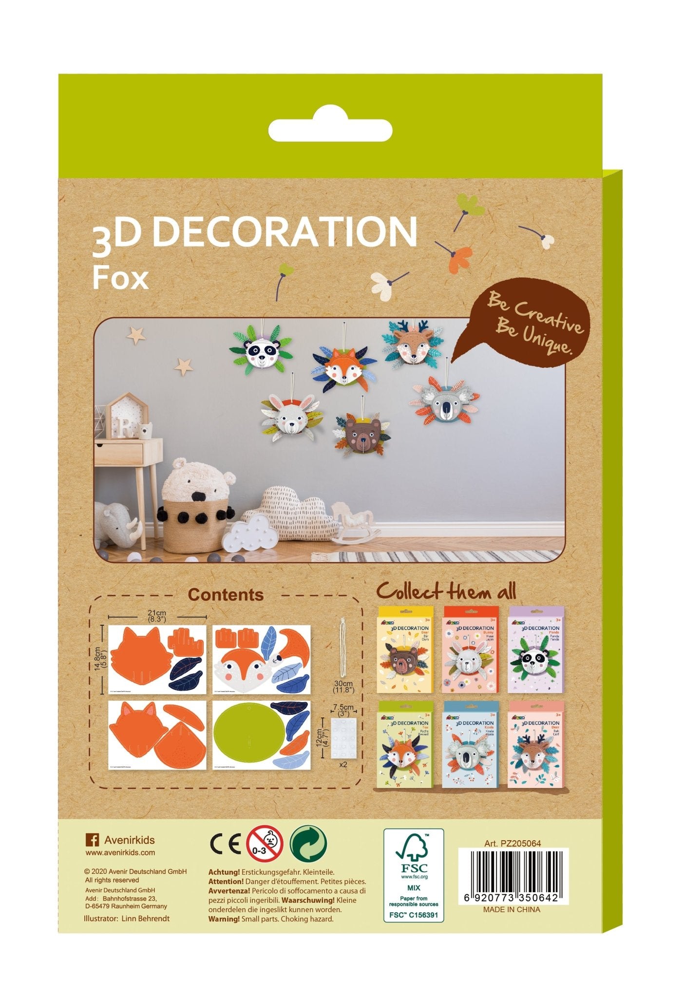 Avenir - 3D Decoration - Fox - PZ205064 - Avenir - LittleShop Toys