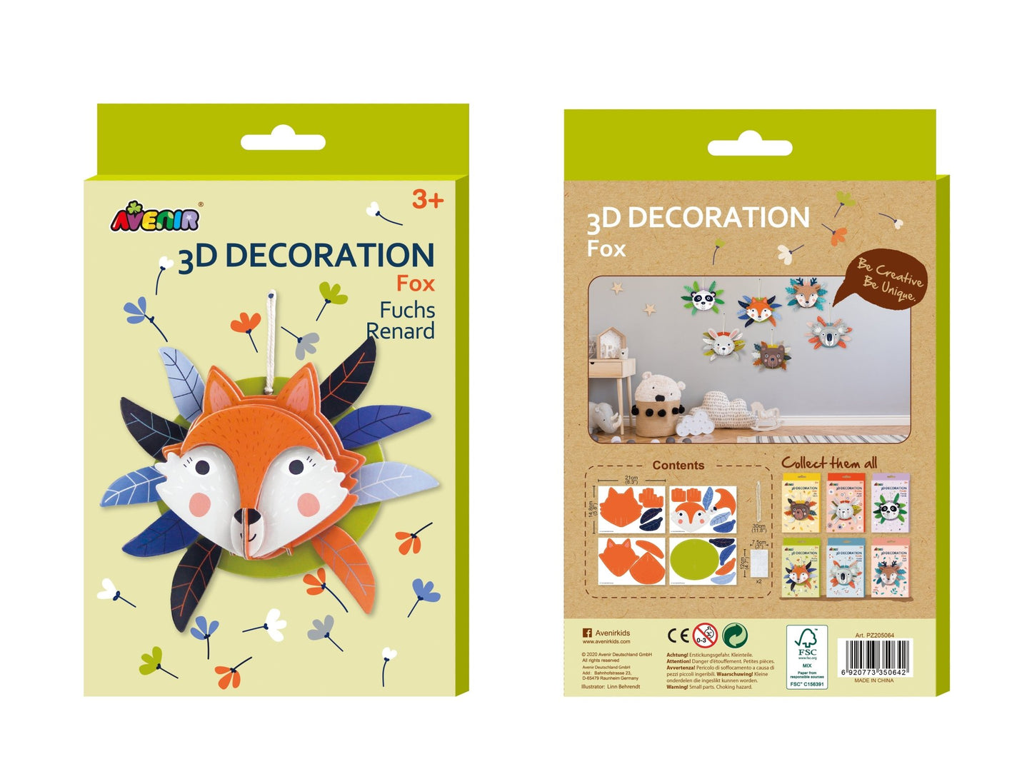 Avenir - 3D Decoration - Fox - PZ205064 - Avenir - LittleShop Toys