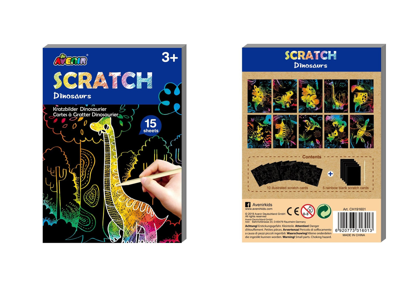 Avenir - Mini Scratch Book - Dinosaurs - CH191601 - Avenir - LittleShop Toys