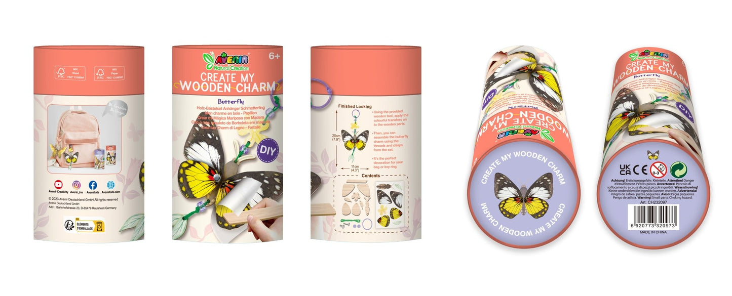 Avenir - Natural Creation Create My Wooden Charm Butterfly - CH232097 - Avenir - LittleShop Toys