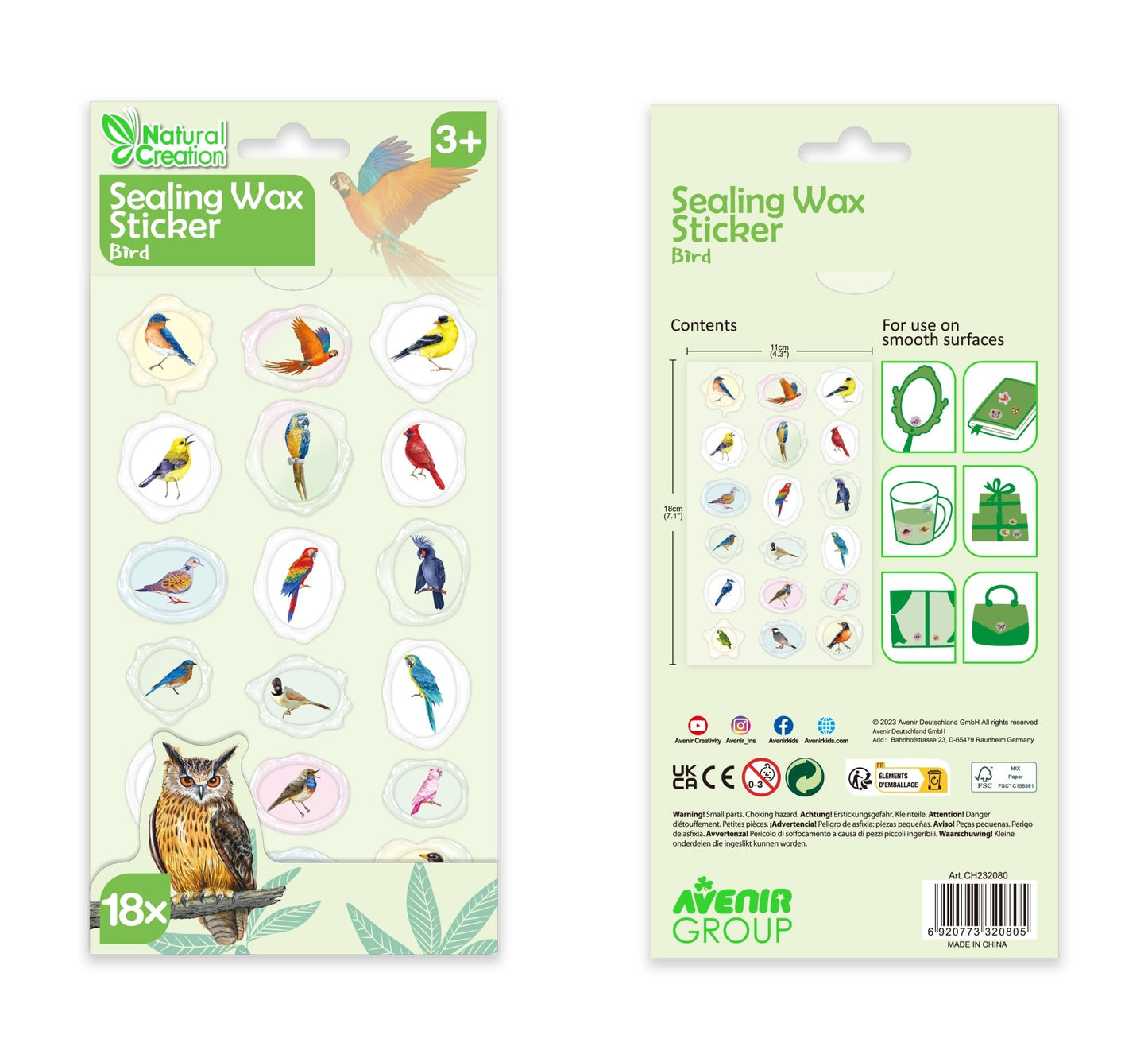 Avenir - Natural Creation Sealing Wax Sticker Birds - CH232080 - Avenir - LittleShop Toys