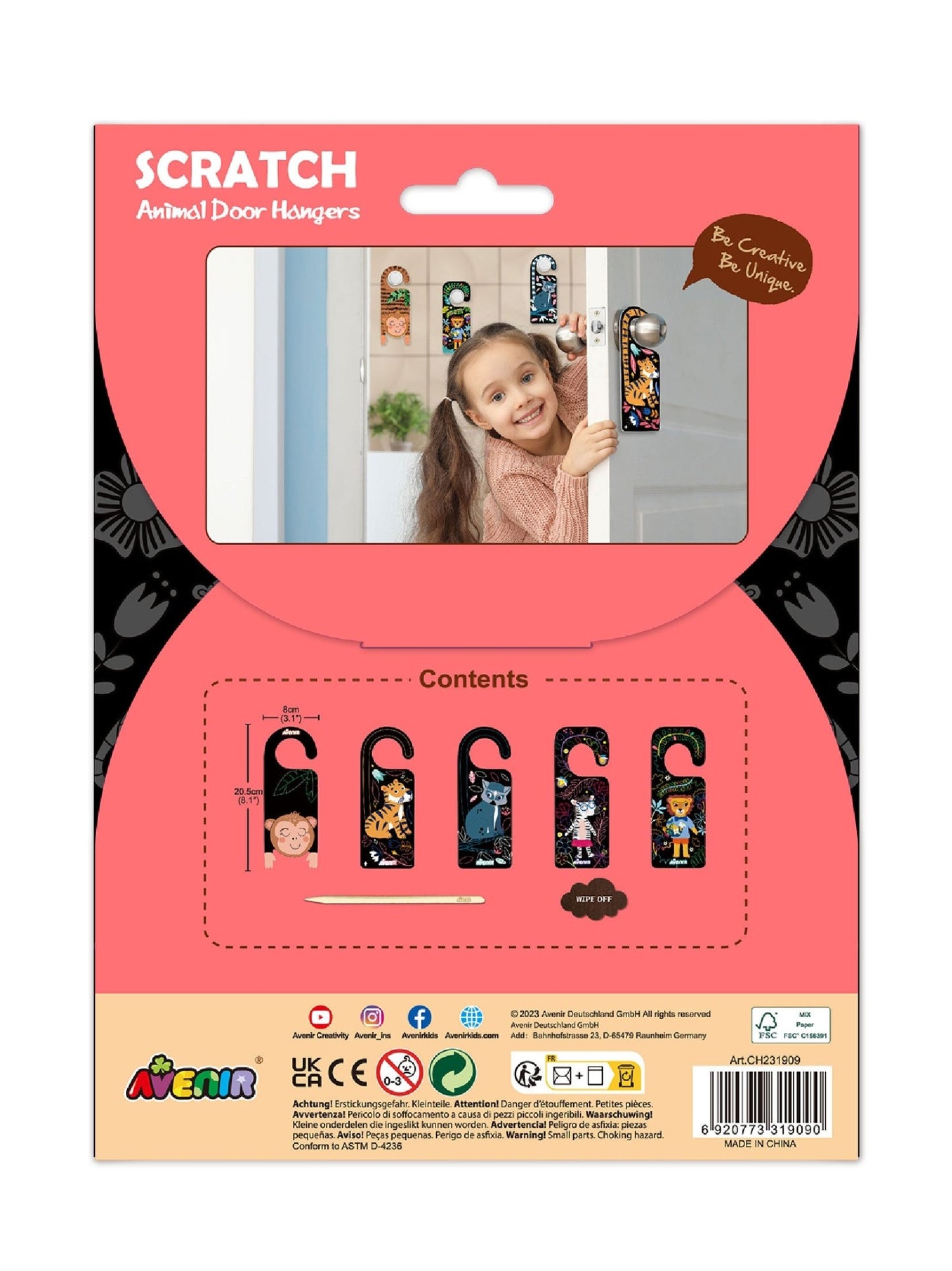 Avenir - Scratch Animal Door Hangers - CH231909 - Avenir - LittleShop Toys