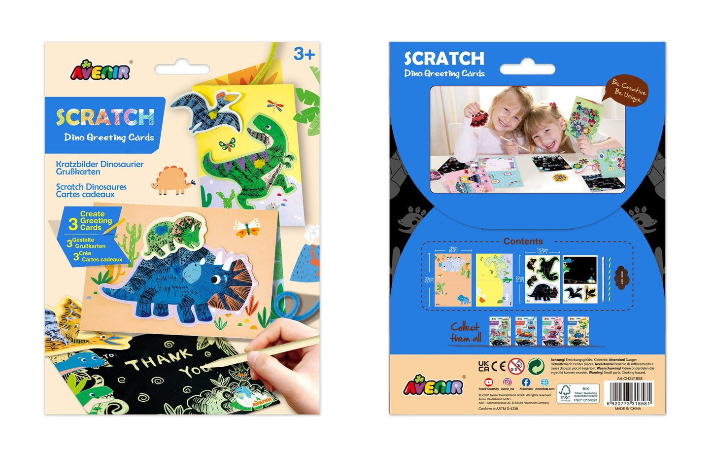 Avenir - Scratch Dino Greeting Cards - CH221858 - Avenir - LittleShop Toys