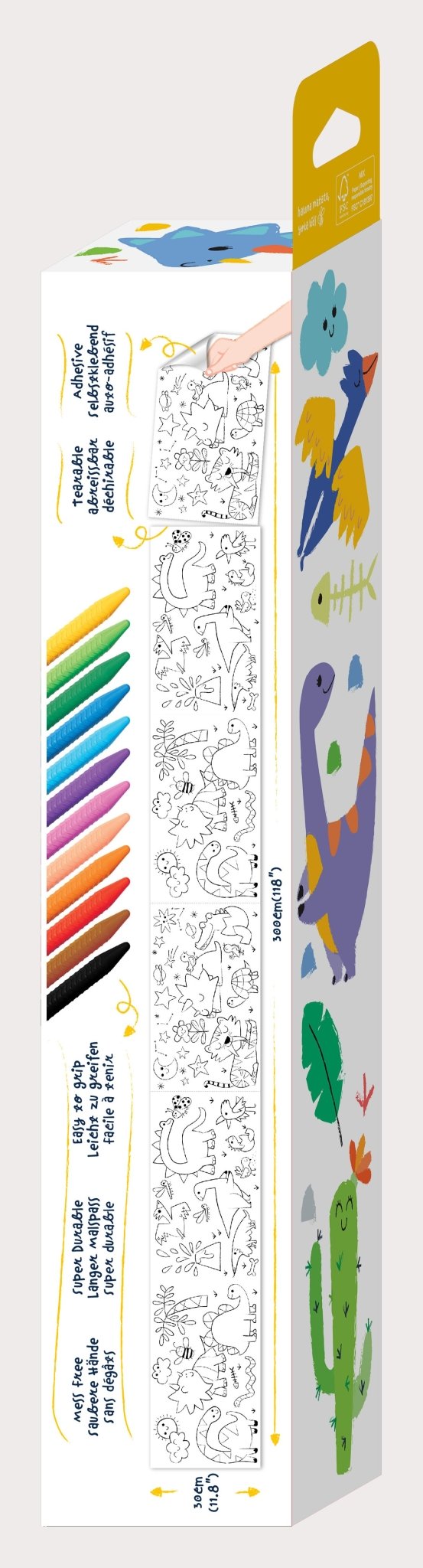 Hakuyoka Colouring Roll Kit (Big) - Dino World - CS223067 - Hakuyoka - LittleShop Toys