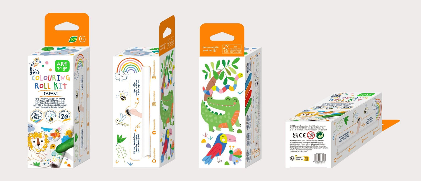 Hakuyoka Colouring Roll Kit - Safari - CS233119 - Hakuyoka - LittleShop Toys