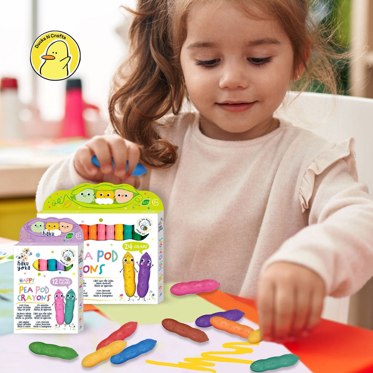 Hakuyoka Happy Pea Pod Crayons 36 Colours - CP233110 - Hakuyoka - LittleShop Toys