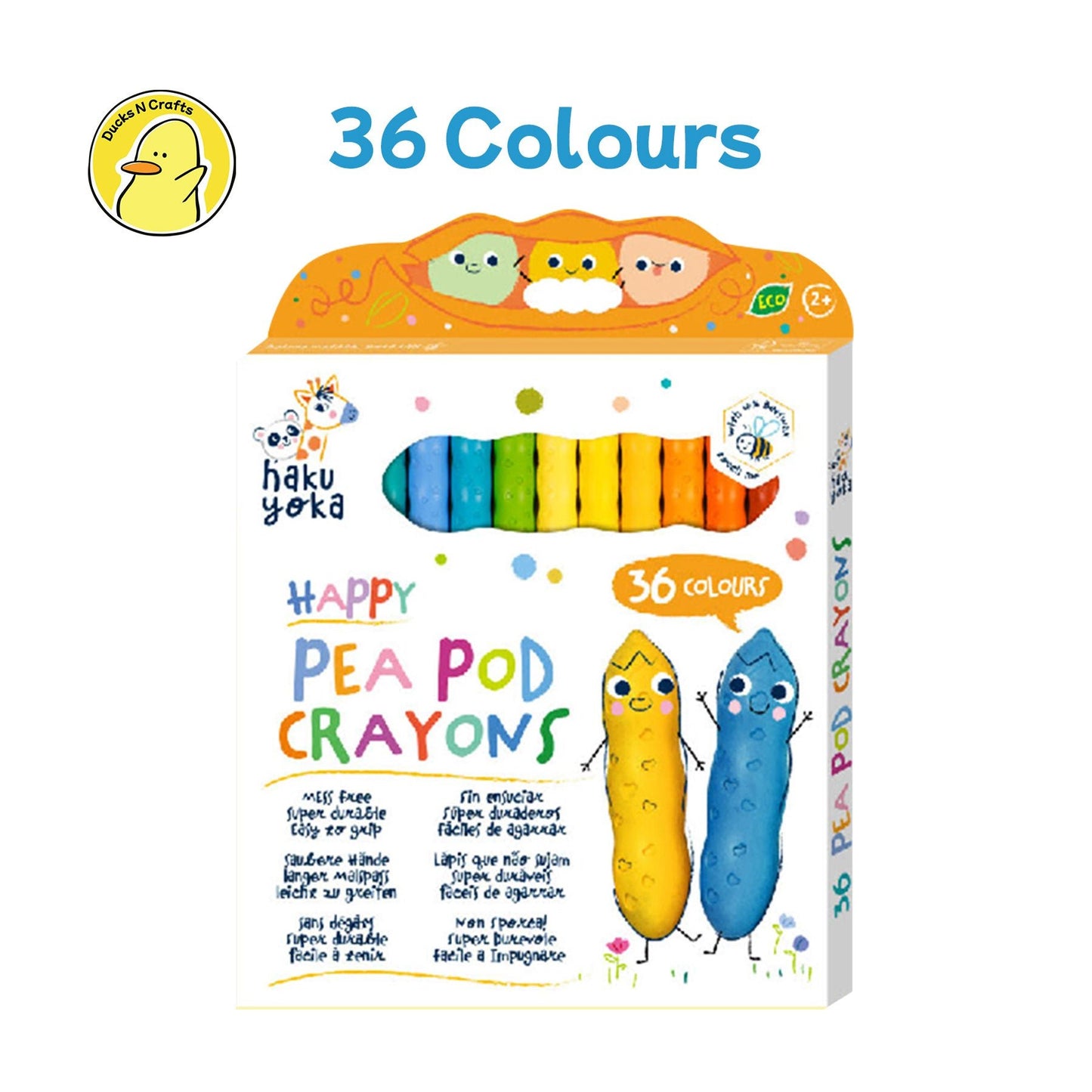 Hakuyoka Happy Pea Pod Crayons 36 Colours - CP233110 - Hakuyoka - LittleShop Toys