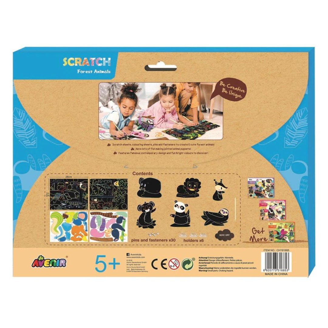 Scratch Art Joint Puppet - Forest Animals - CH191685 - Avenir - LittleShop Toys