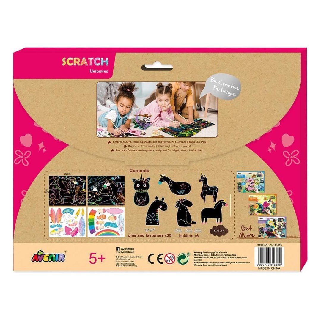 Scratch Art Joint Puppet - Unicorns - CH191683 - Avenir - LittleShop Toys