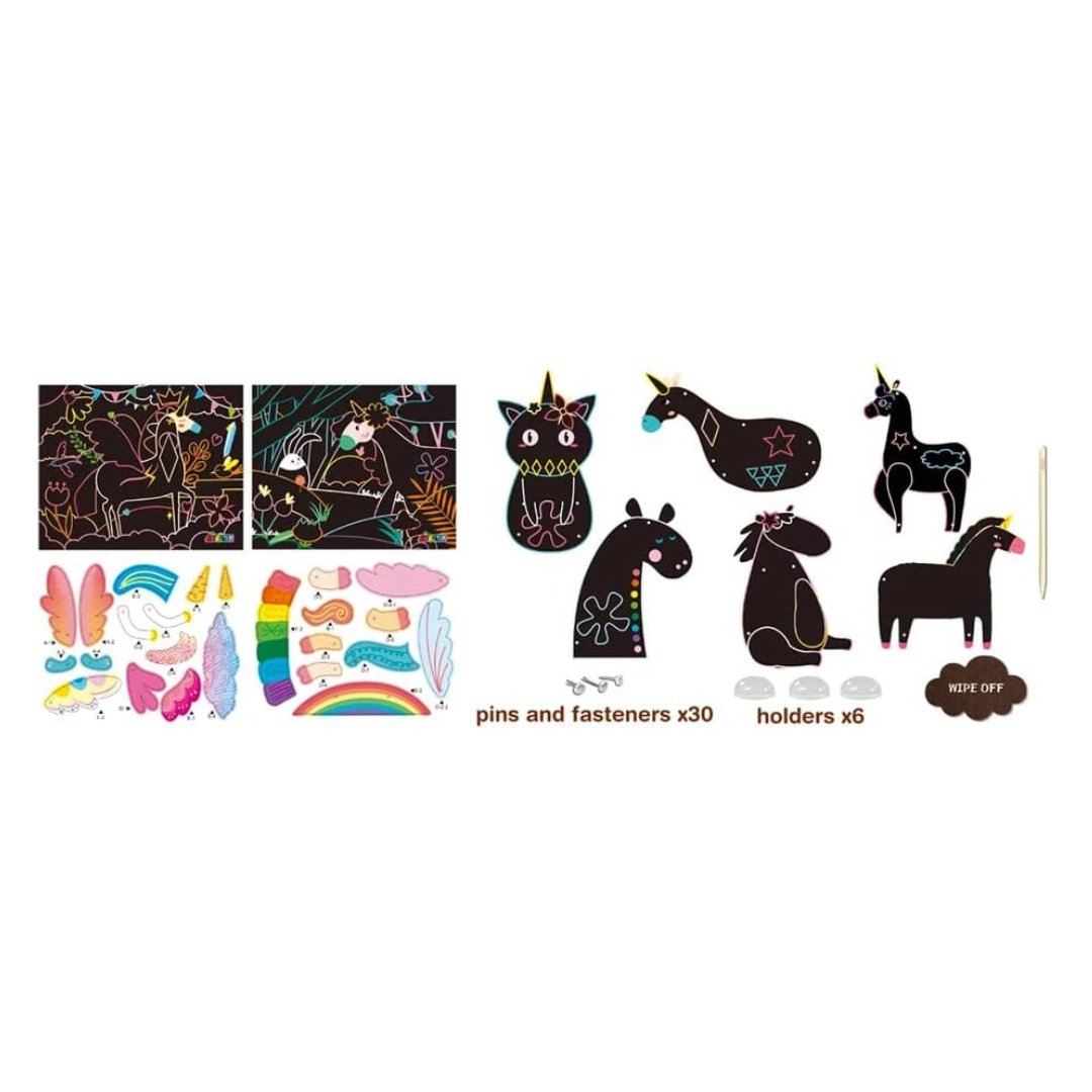 Scratch Art Joint Puppet - Unicorns - CH191683 - Avenir - LittleShop Toys