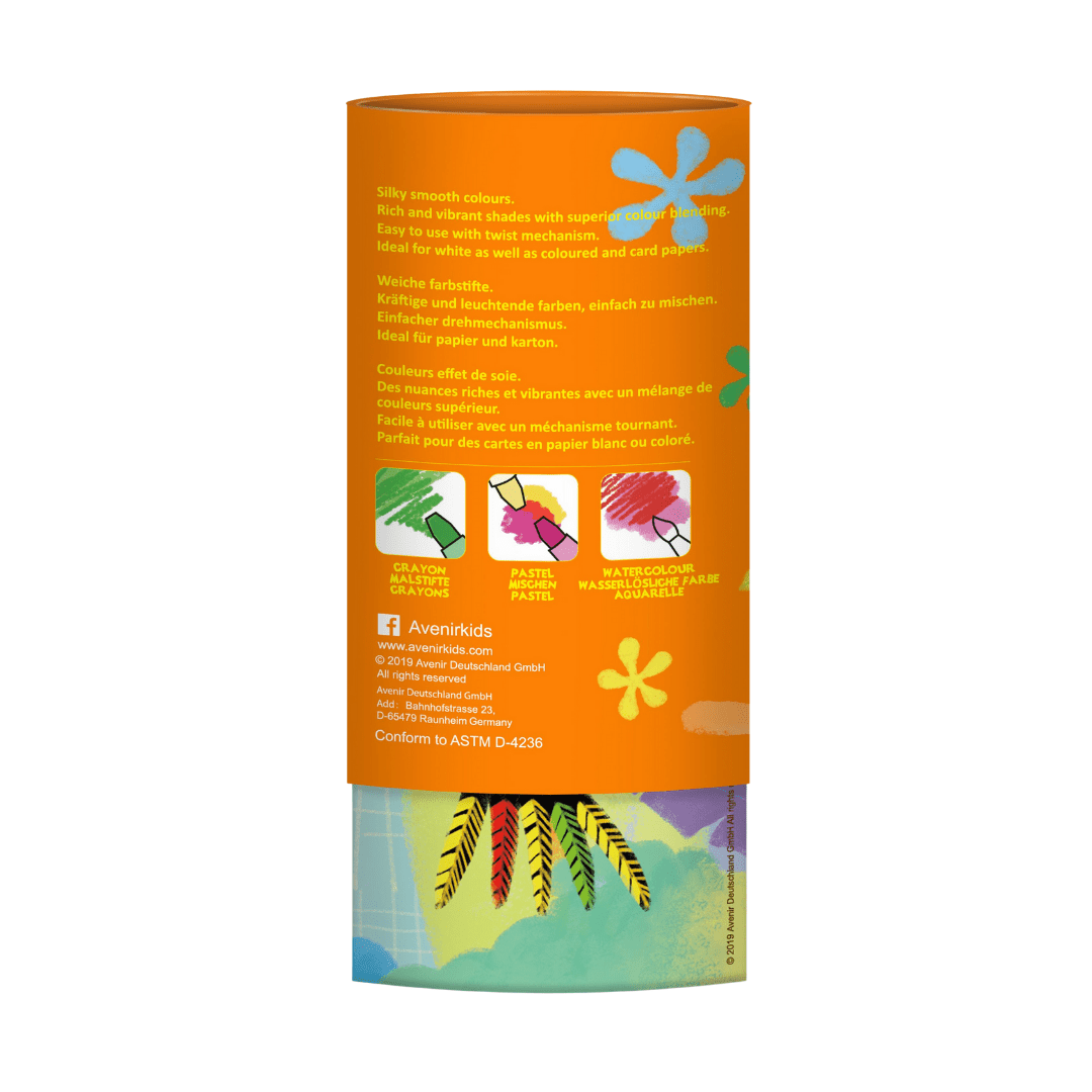 Silky Crayon 12 Colours - Toucan - 6920773360054 - Avenir - LittleShop Toys