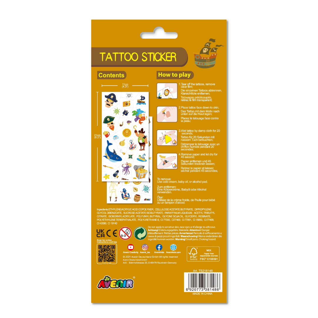 Tattoo Sticker - Pirates (52 pcs) - TS218148 - Avenir - LittleShop Toys