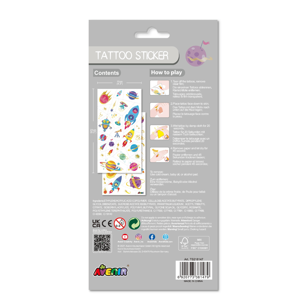 Tattoo Sticker - Space (53 pcs) - TS218147 - Avenir - LittleShop Toys