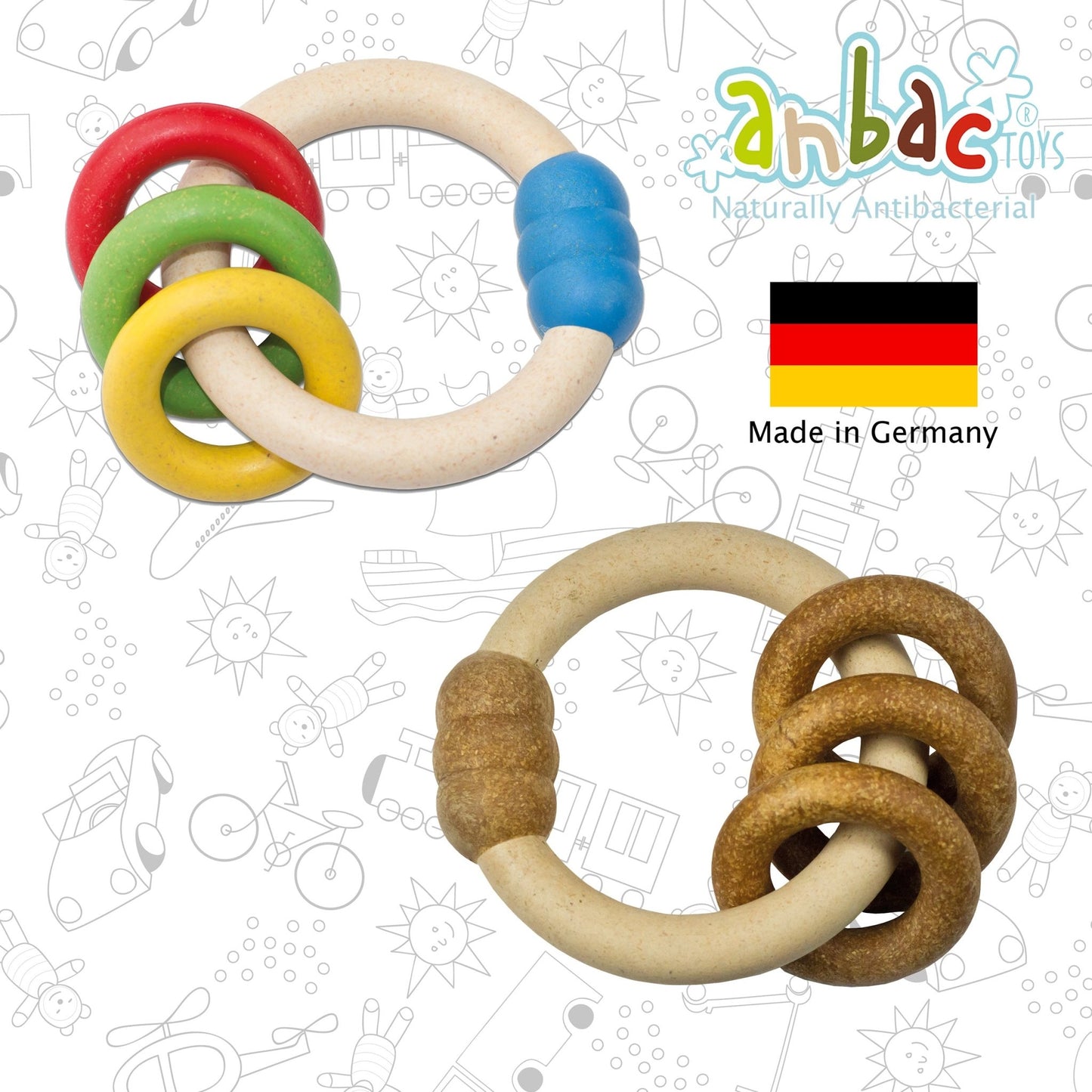 Antibacterial Baby Rattle for Teething Babies-70002-Anbac-LittleShop Toys