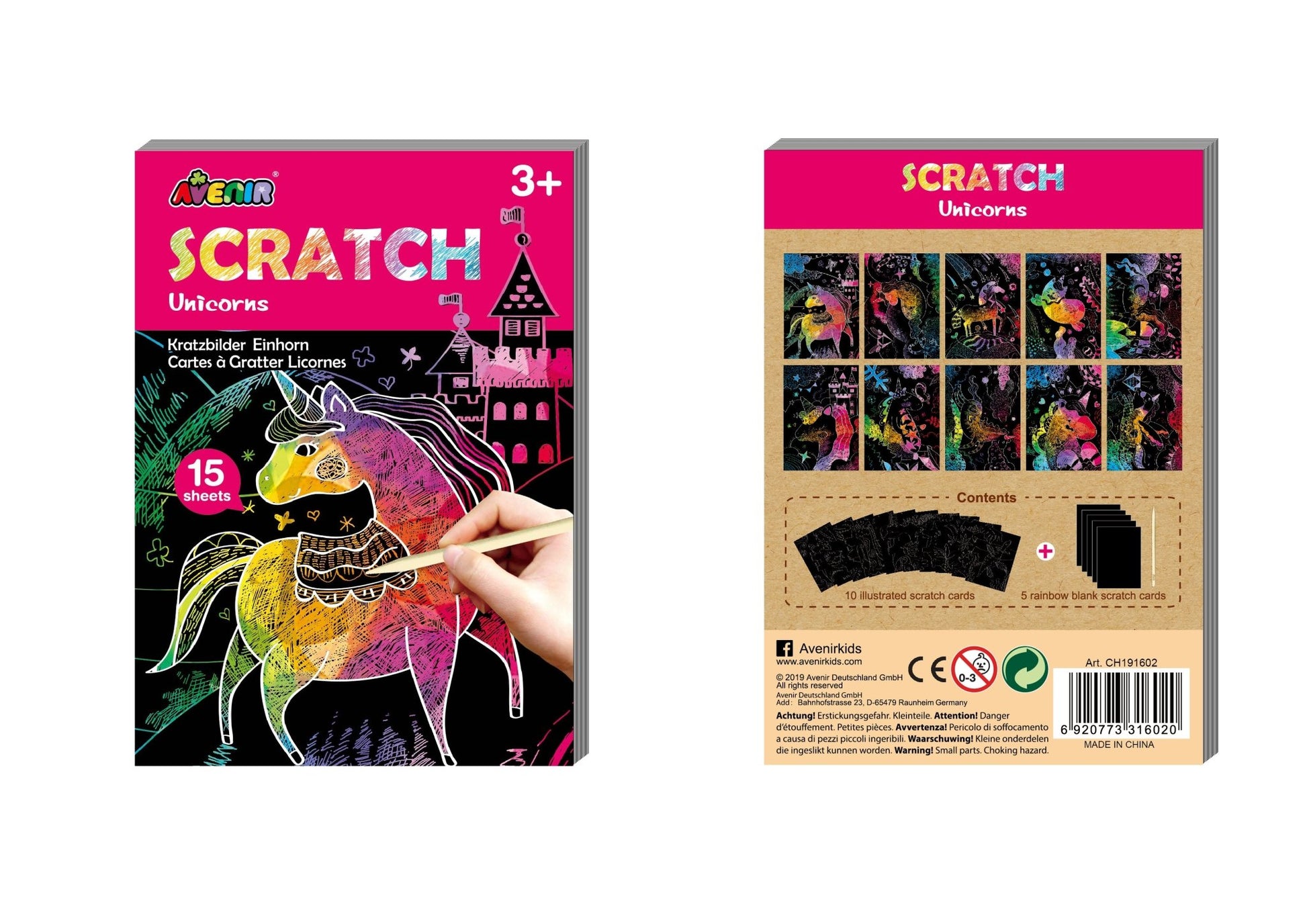 Avenir - Mini Scratch Book - Unicorns - CH191602 - Avenir - LittleShop Toys