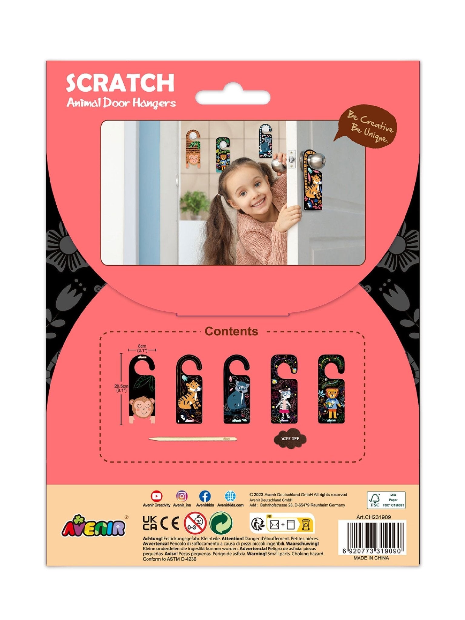 Avenir - Scratch Animal Door Hangers - CH231909 - Avenir - LittleShop Toys