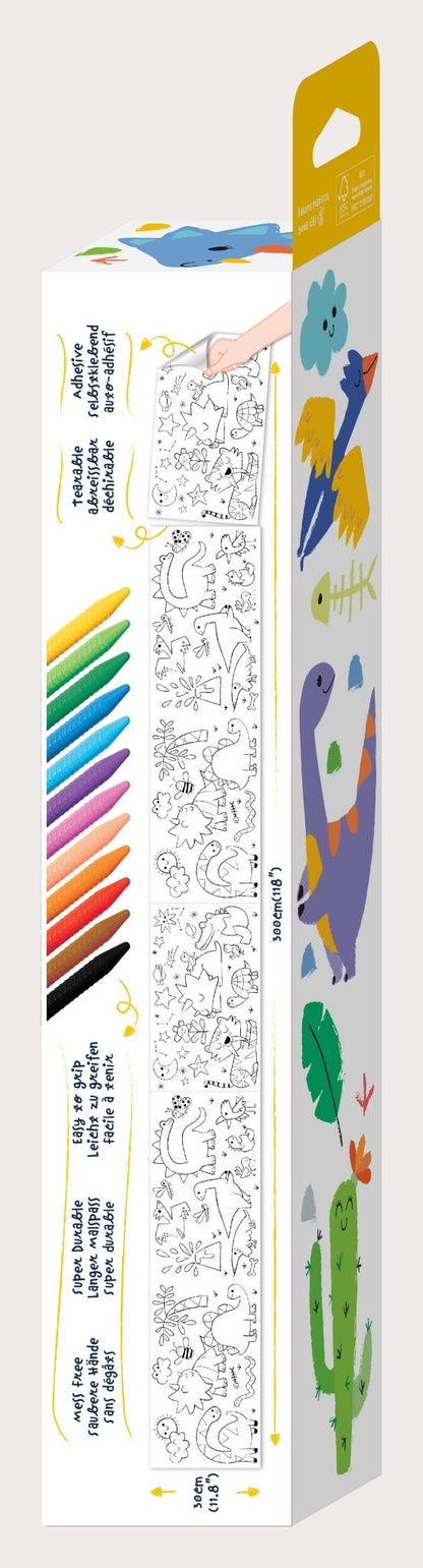 Hakuyoka Colouring Roll Kit (Big) - Dino World - CS223067 - Hakuyoka - LittleShop Toys