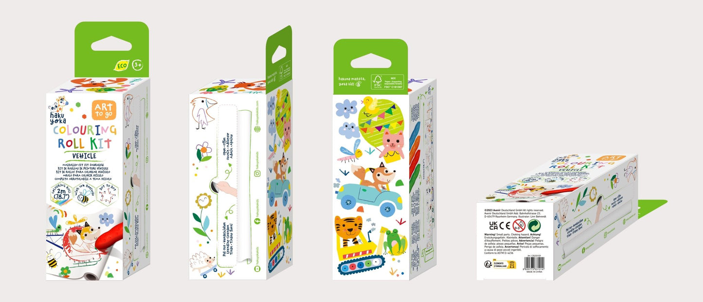 Hakuyoka Colouring Roll Kit - Vehicle - CS233121 - Hakuyoka - LittleShop Toys