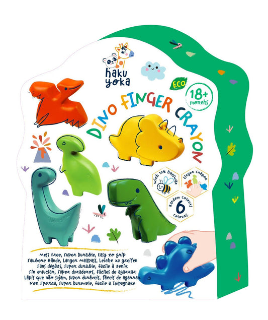 Hakuyoka Crazy Mold - 6 Dino Finger Crayon - CP233113 - Hakuyoka - LittleShop Toys