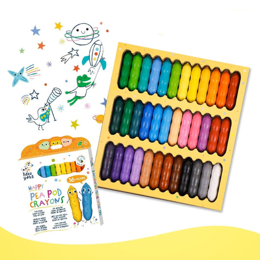 Hakuyoka Happy Pea Pod Crayons 36 Colours - CP233110 - Hakuyoka - LittleShop Toys