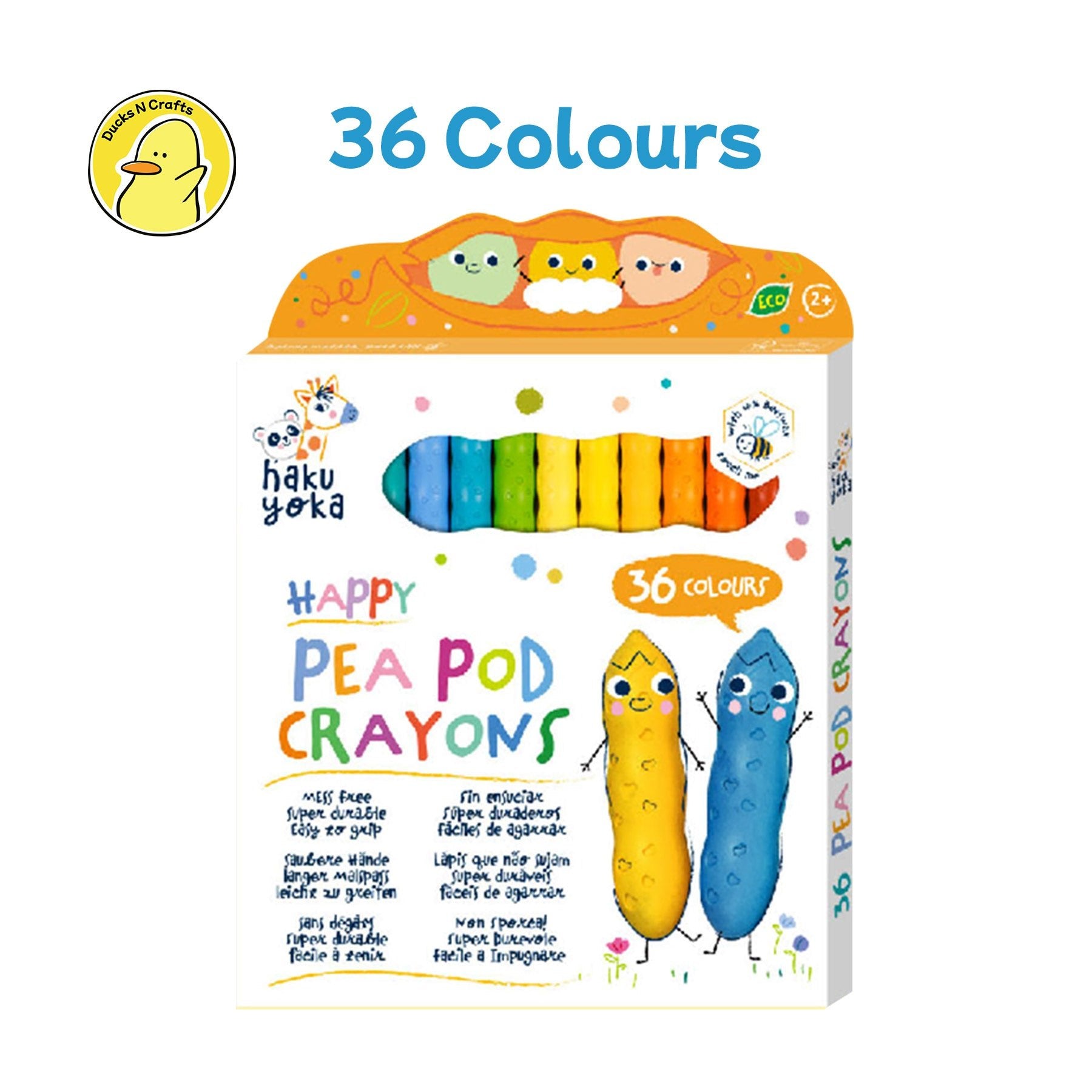 Hakuyoka Happy Pea Pod Crayons 36 Colours - CP233110 - Hakuyoka - LittleShop Toys