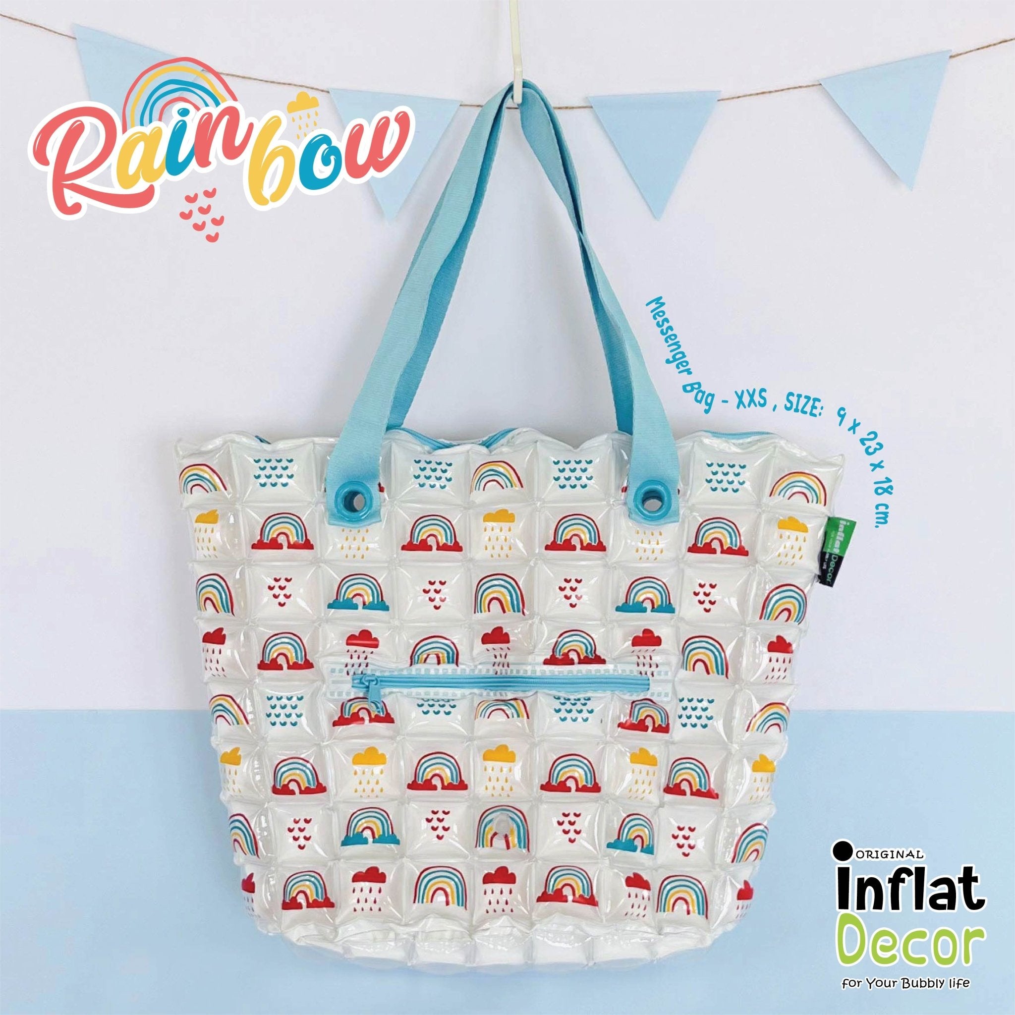 Inflatable Shopping Tote Bag Beach Bag with Zipper Large Rainbow