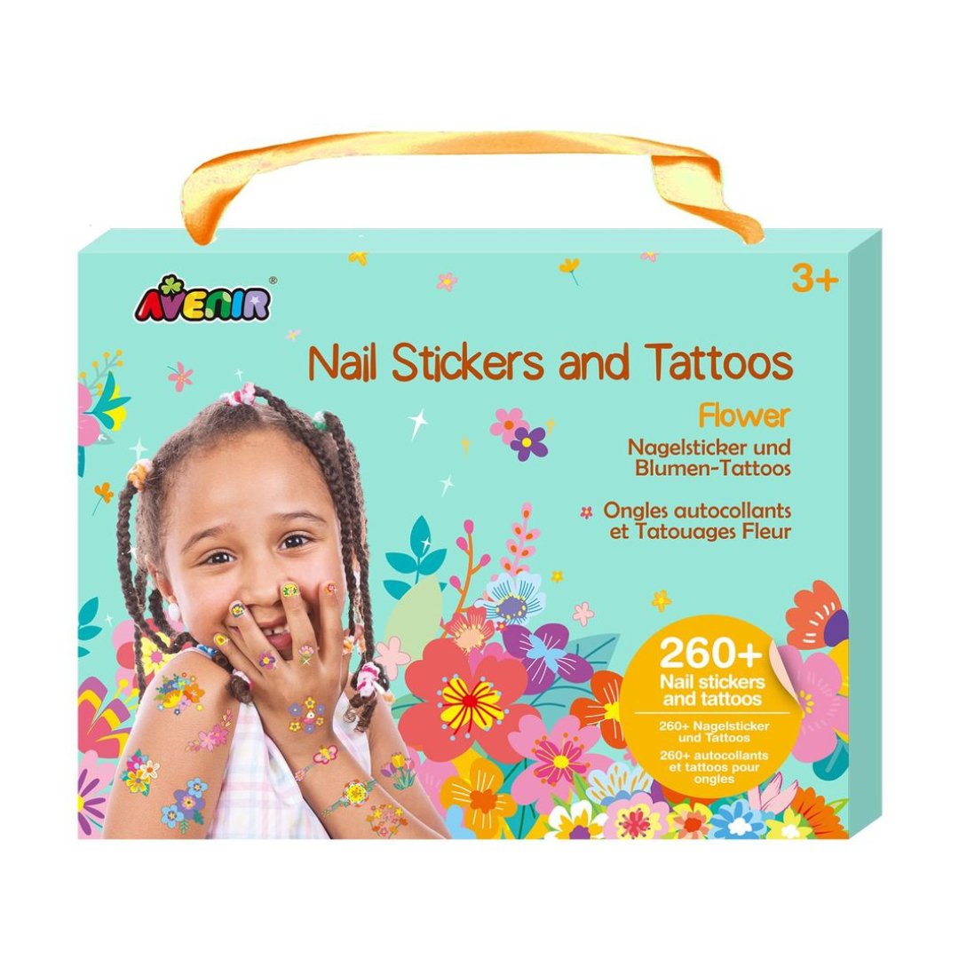 Nail Stickers and Tattoos Box Set - Flowers - NA218207