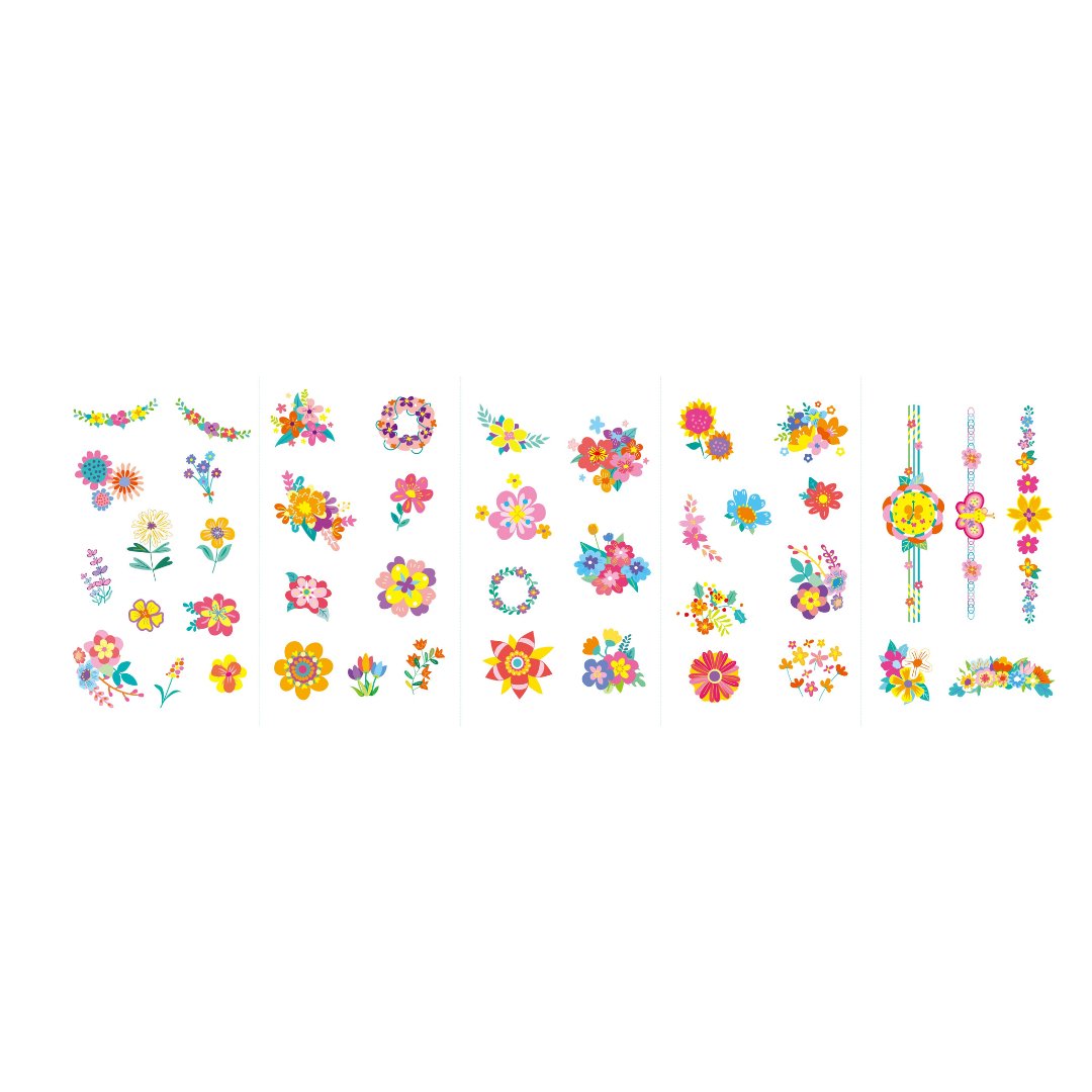 Nail Stickers and Tattoos Box Set - Flowers - NA218207