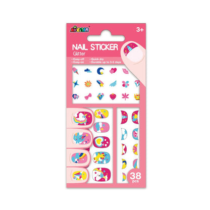 Small Nail Stickers - Unicorn with Glitter (38 pcs) - NA198176